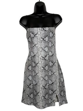 Forever 21 Black & White Snake Print Spaghetti Strap Bodycon Mini Dress Size XL